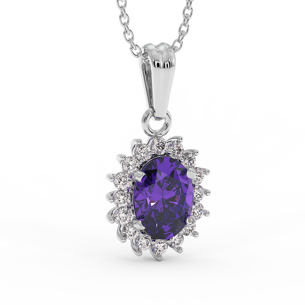 18K Gold Diamond Amethyst Pendant