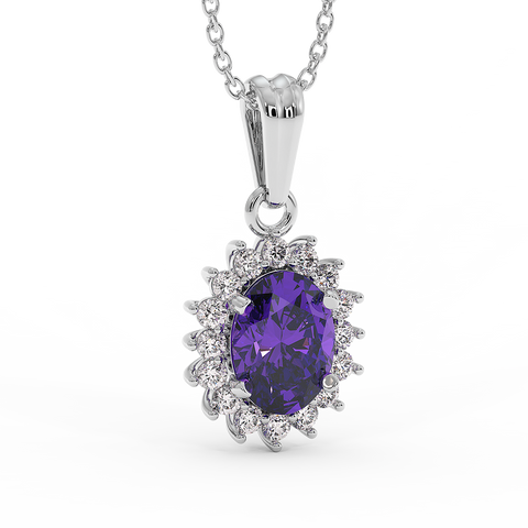 18K Gold Diamond Amethyst Pendant