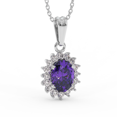 18K Gold Diamond Amethyst Pendant