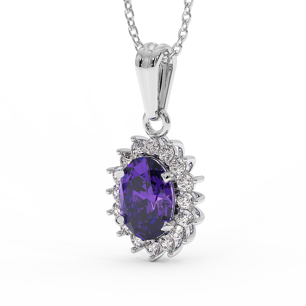 18K Gold Diamond Amethyst Pendant