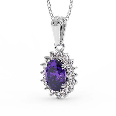 18K Gold Diamond Amethyst Pendant