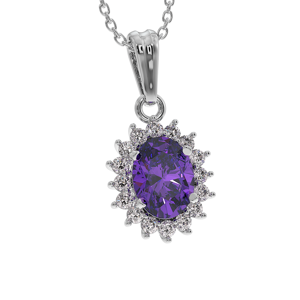 18K Gold Diamond Amethyst Pendant