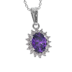 18K Gold Diamond Amethyst Pendant