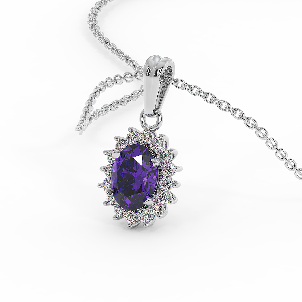 18K Gold Diamond Amethyst Pendant