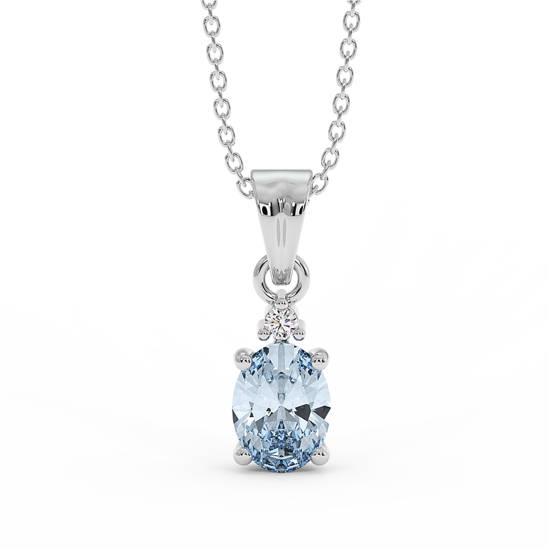 18K Gold Diamond Aquamarine Pendant