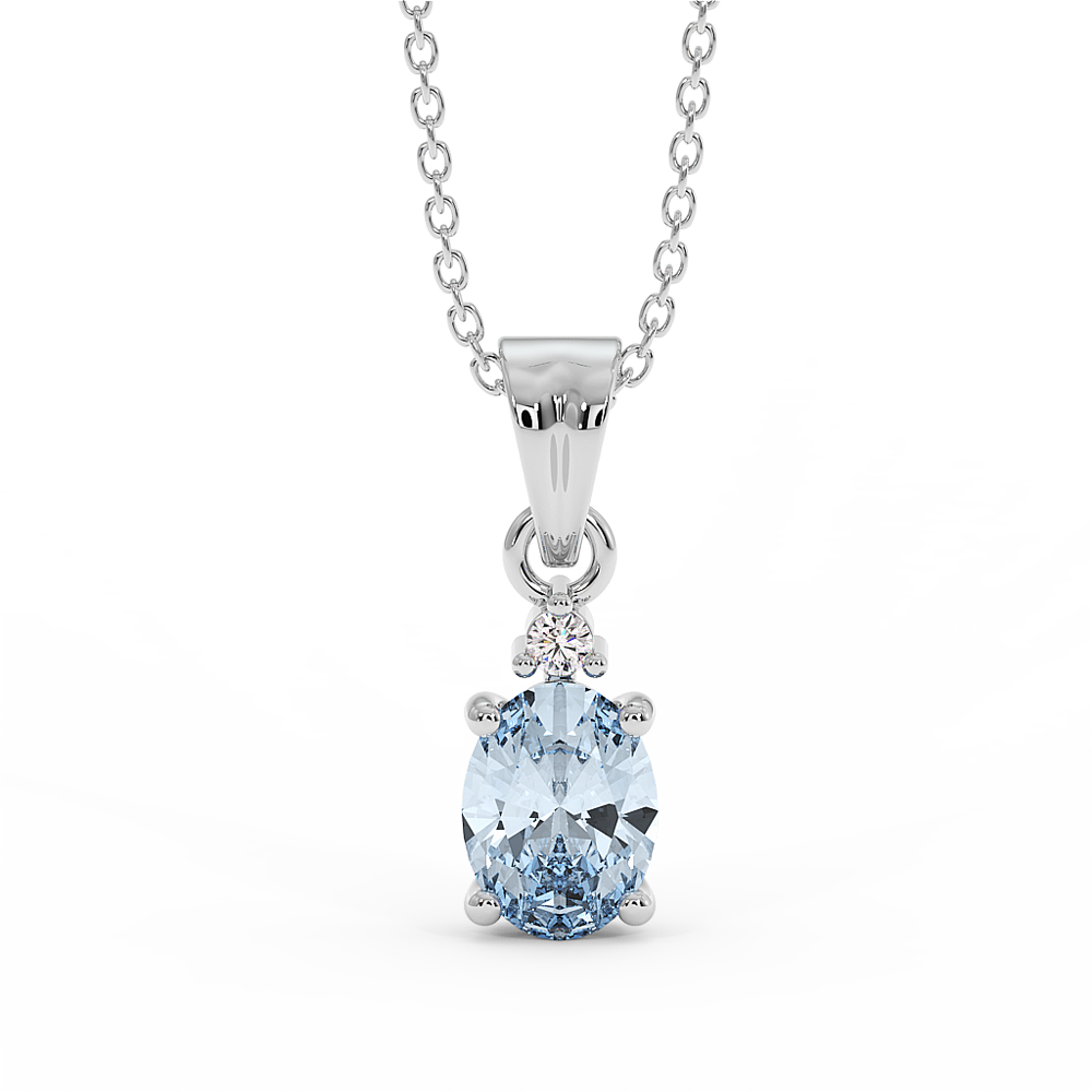 18K Gold Diamond Aquamarine Pendant
