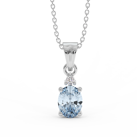 18K Gold Diamond Aquamarine Pendant