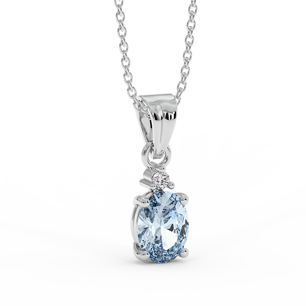 18K Gold Diamond Aquamarine Pendant