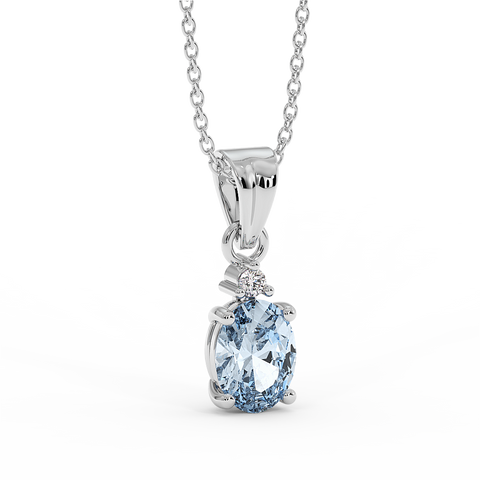 18K Gold Diamond Aquamarine Pendant
