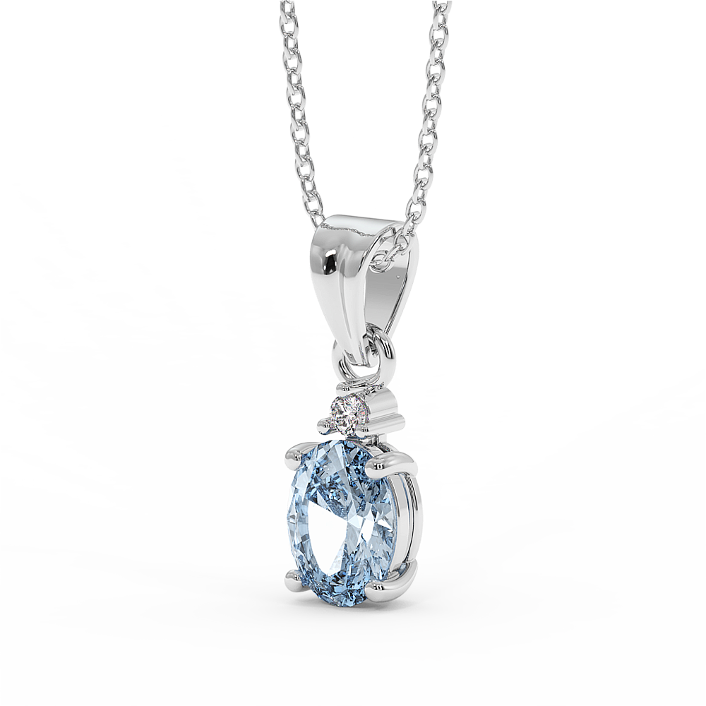 18K Gold Diamond Aquamarine Pendant