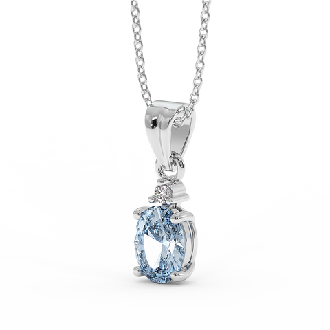18K Gold Diamond Aquamarine Pendant