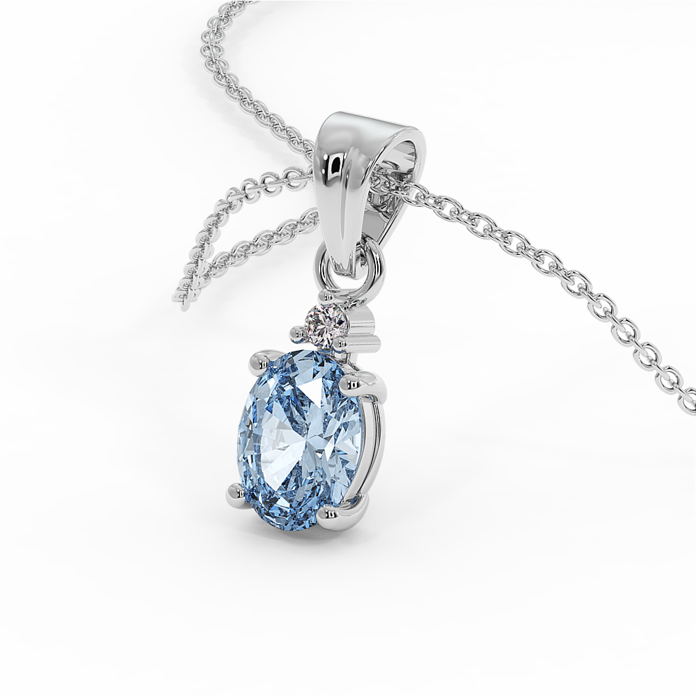 18K Gold Diamond Aquamarine Pendant