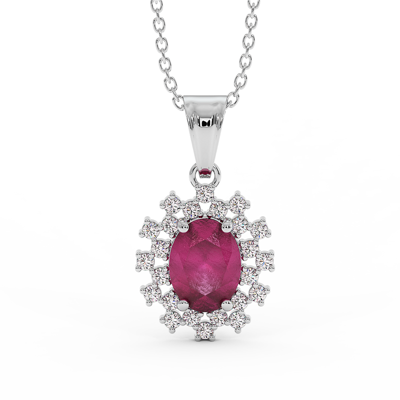 18K Gold Diamond Ruby Pendant