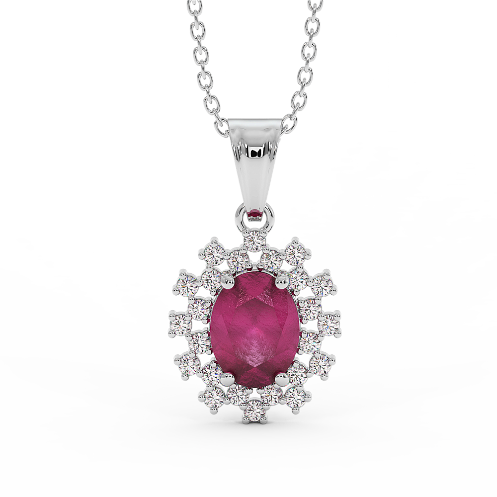 18K Gold Diamond Ruby Pendant