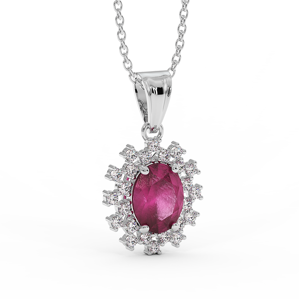 18K Gold Diamond Ruby Pendant