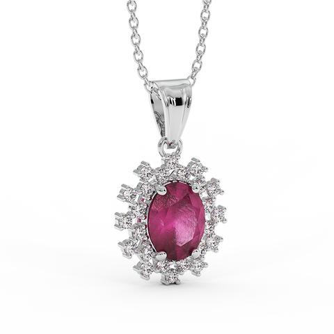 18K Gold Diamond Ruby Pendant