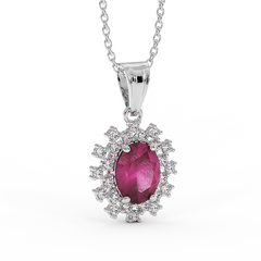 18K Gold Diamond Ruby Pendant