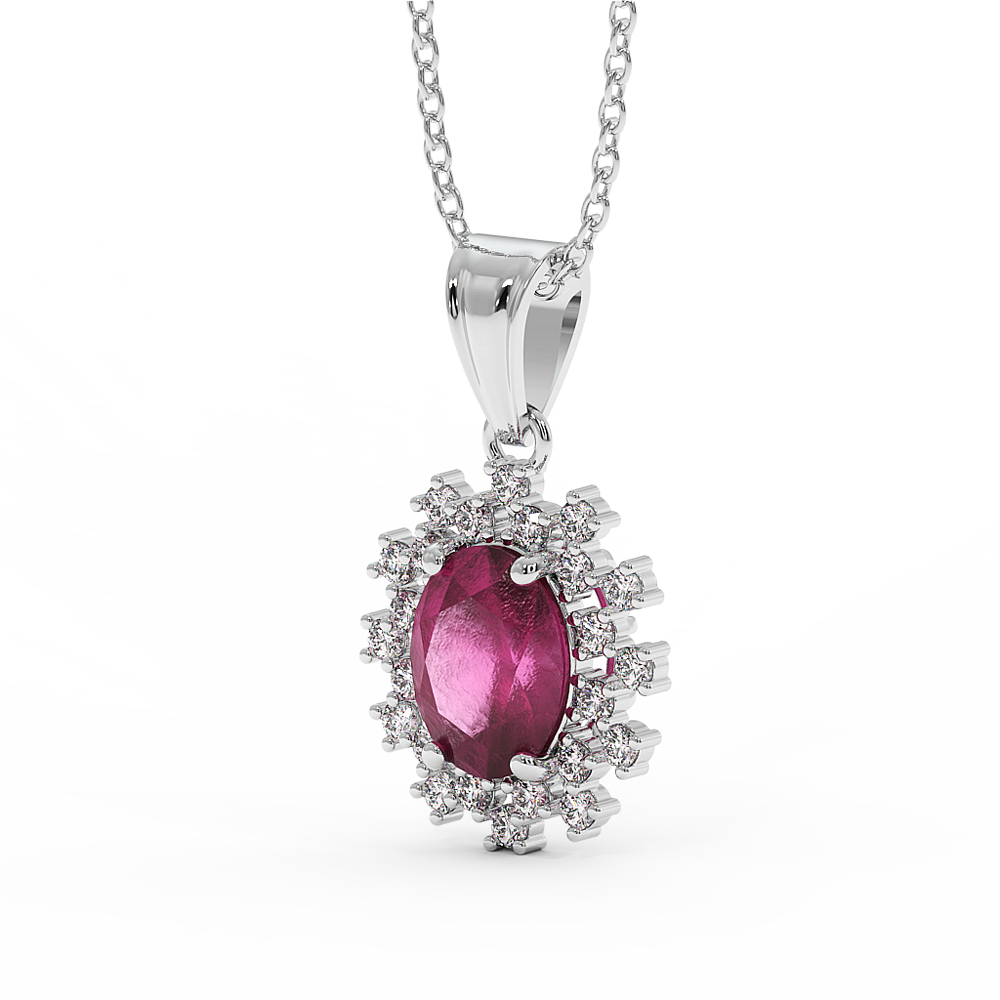 18K Gold Diamond Ruby Pendant