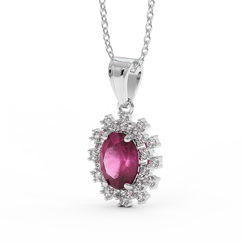 18K Gold Diamond Ruby Pendant