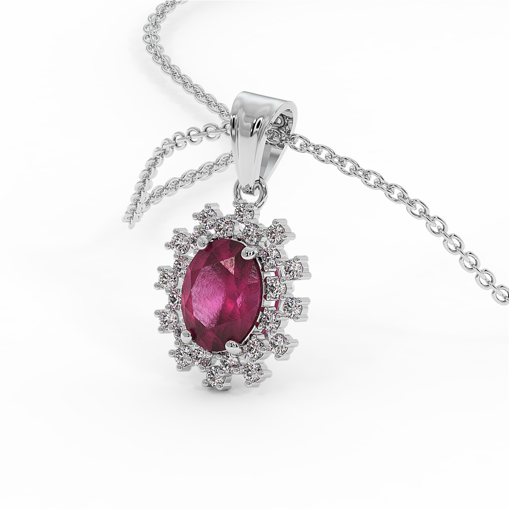 18K Gold Diamond Ruby Pendant