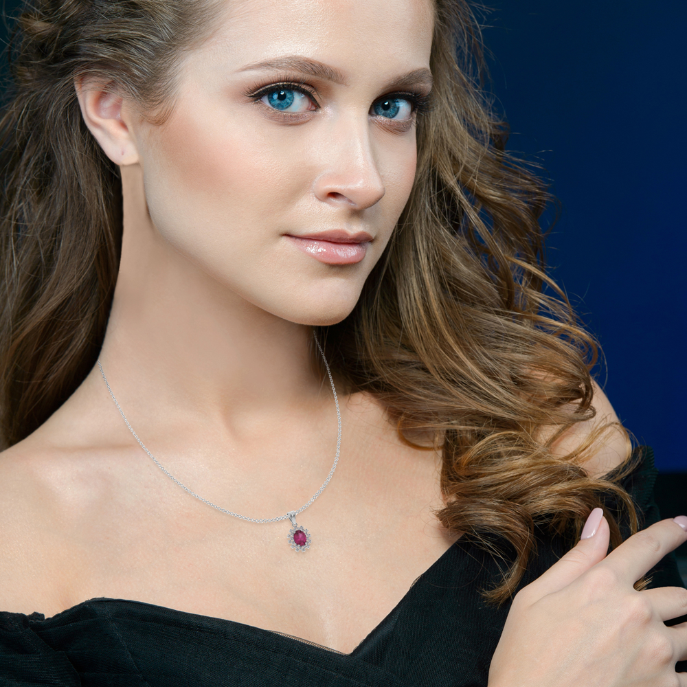 18K Gold Diamond Ruby Pendant