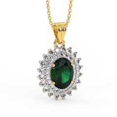 18K Gold Diamond Emerald Pendant