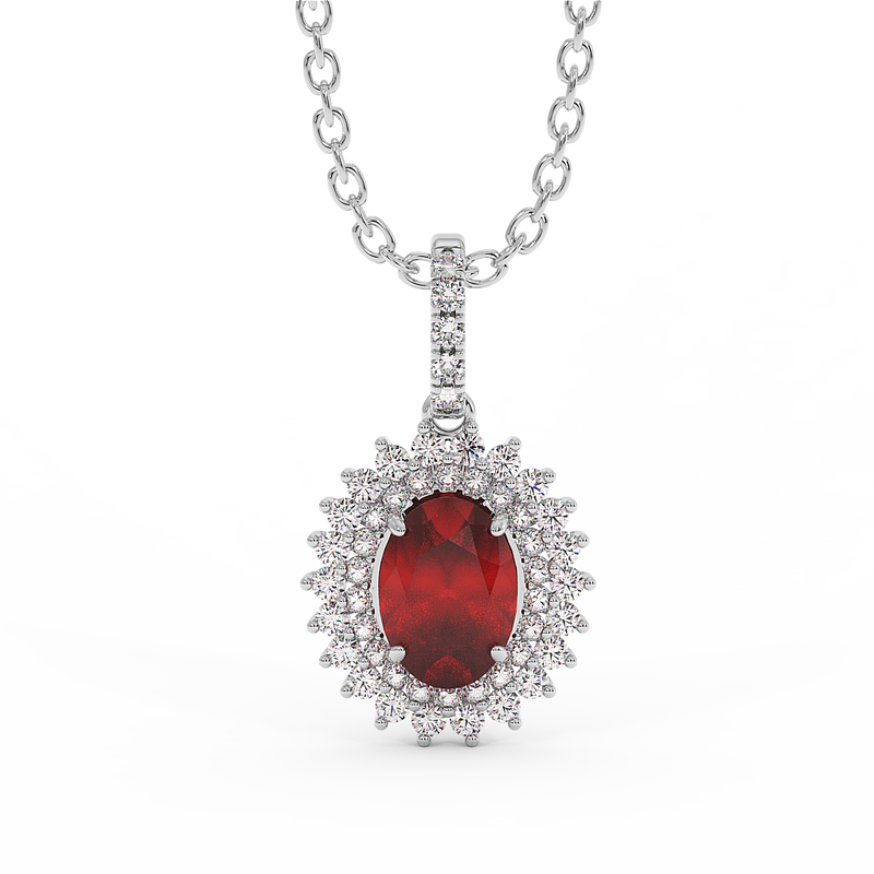 18K Gold Diamond Ruby Penadnt