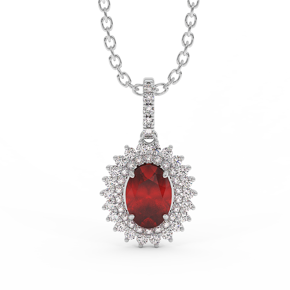 18K Gold Diamond Ruby Penadnt