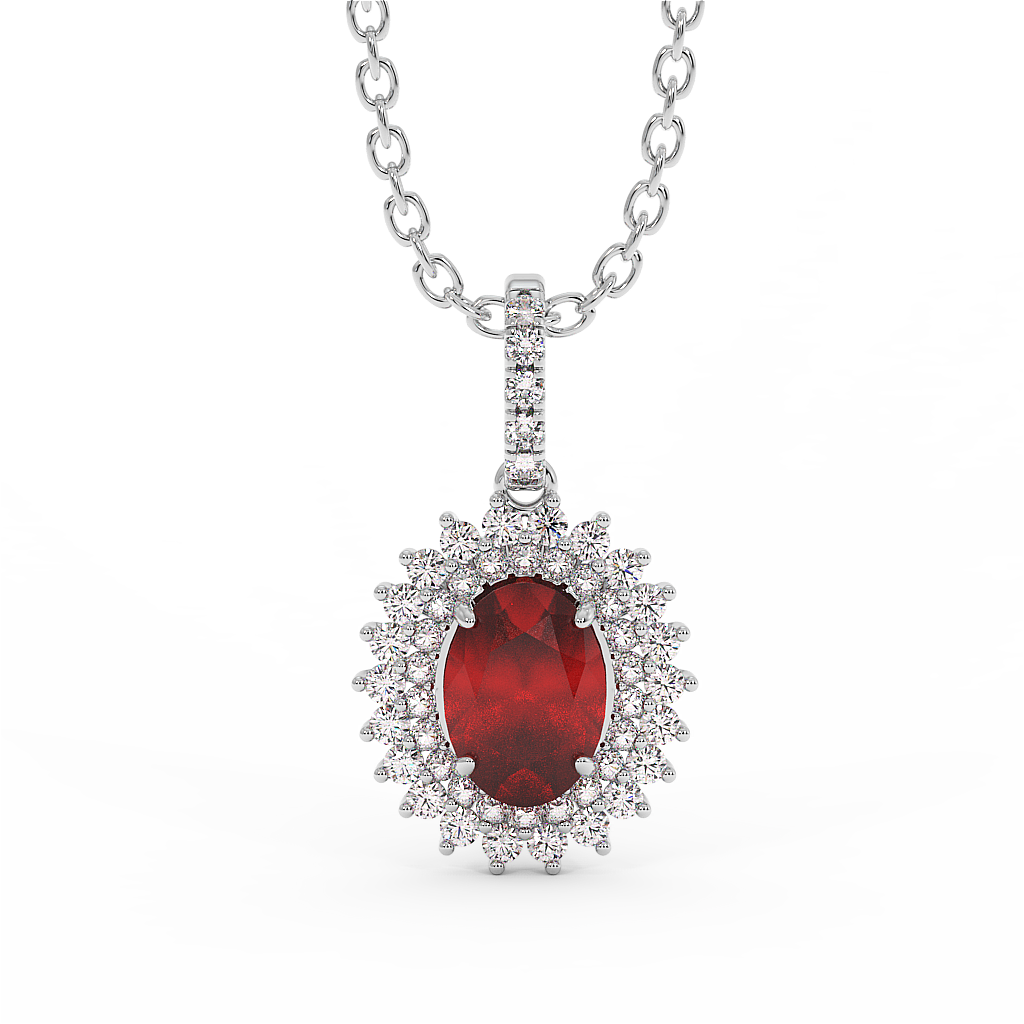 18K Gold Diamond Ruby Penadnt