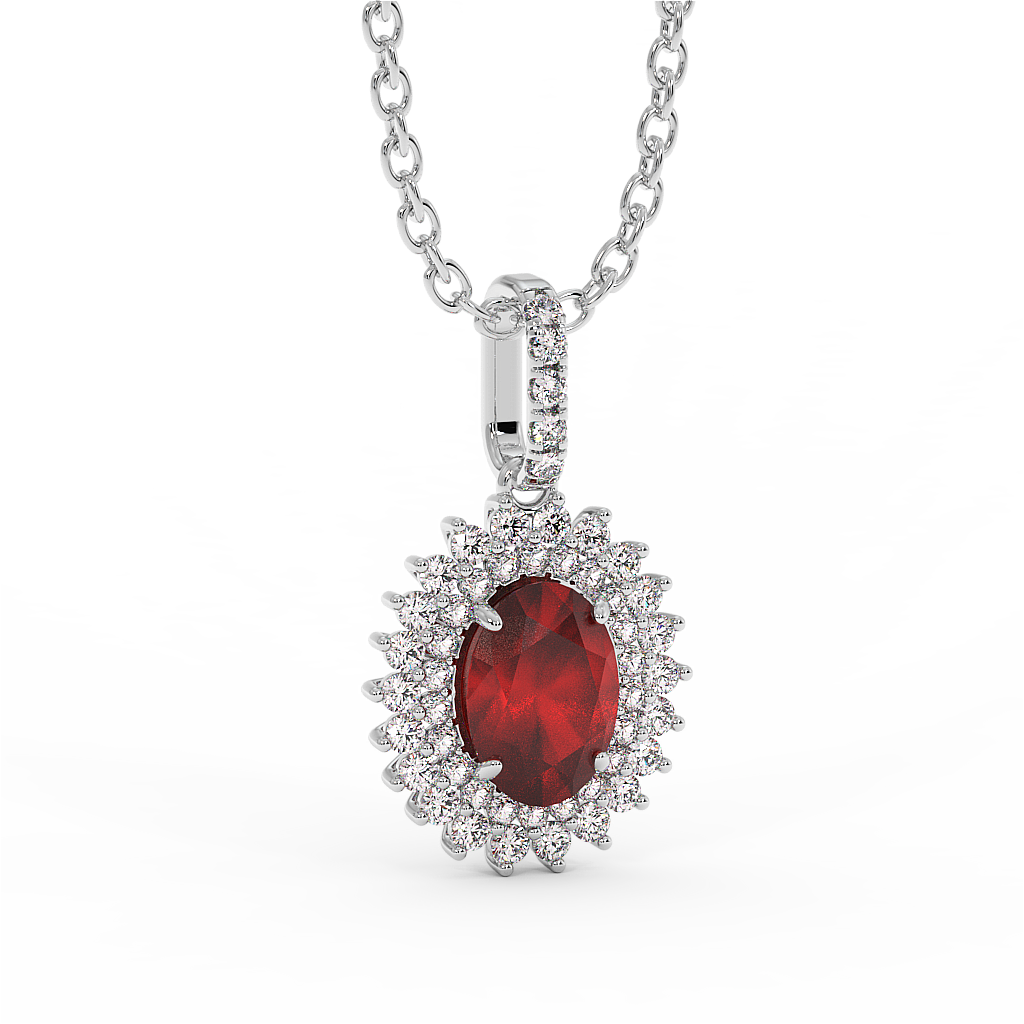 18K Gold Diamond Ruby Penadnt