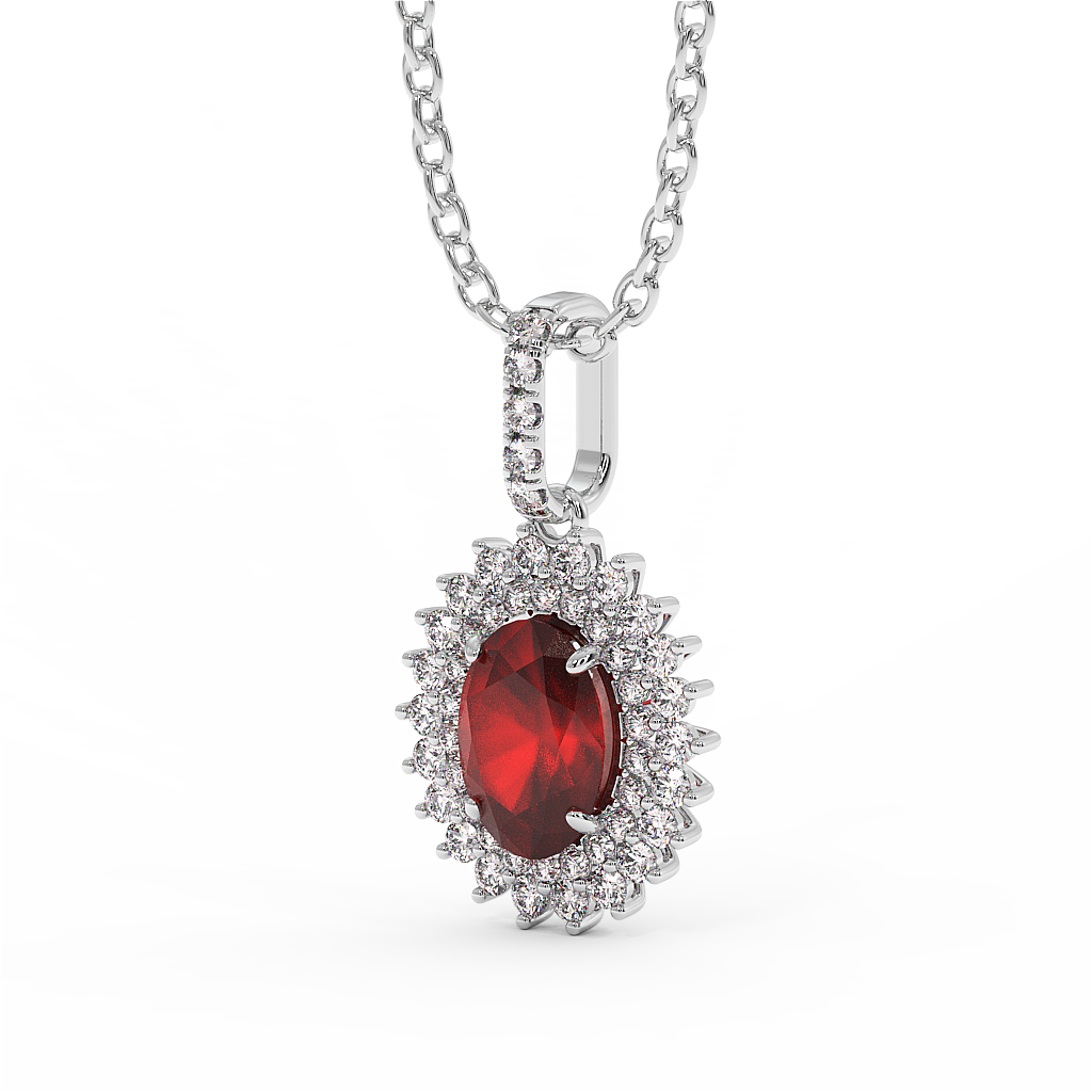 18K Gold Diamond Ruby Penadnt