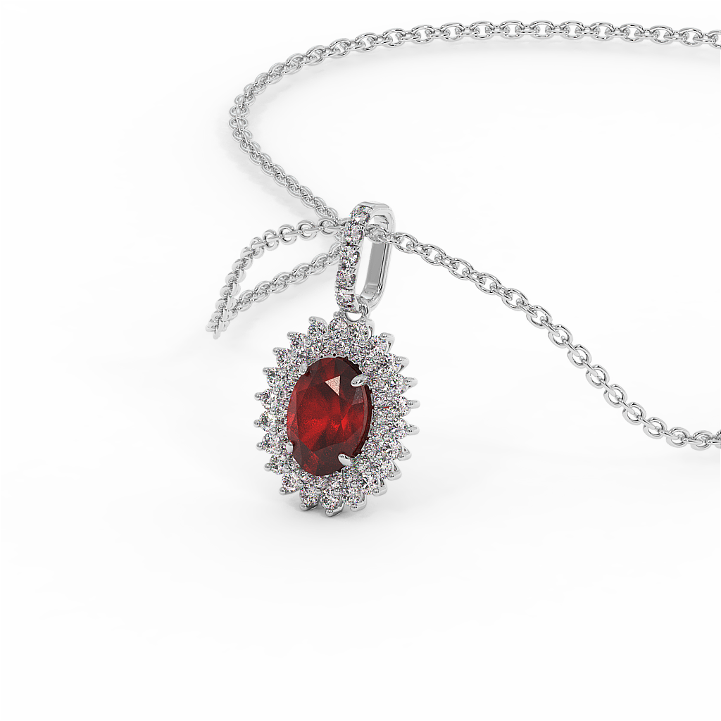 18K Gold Diamond Ruby Penadnt