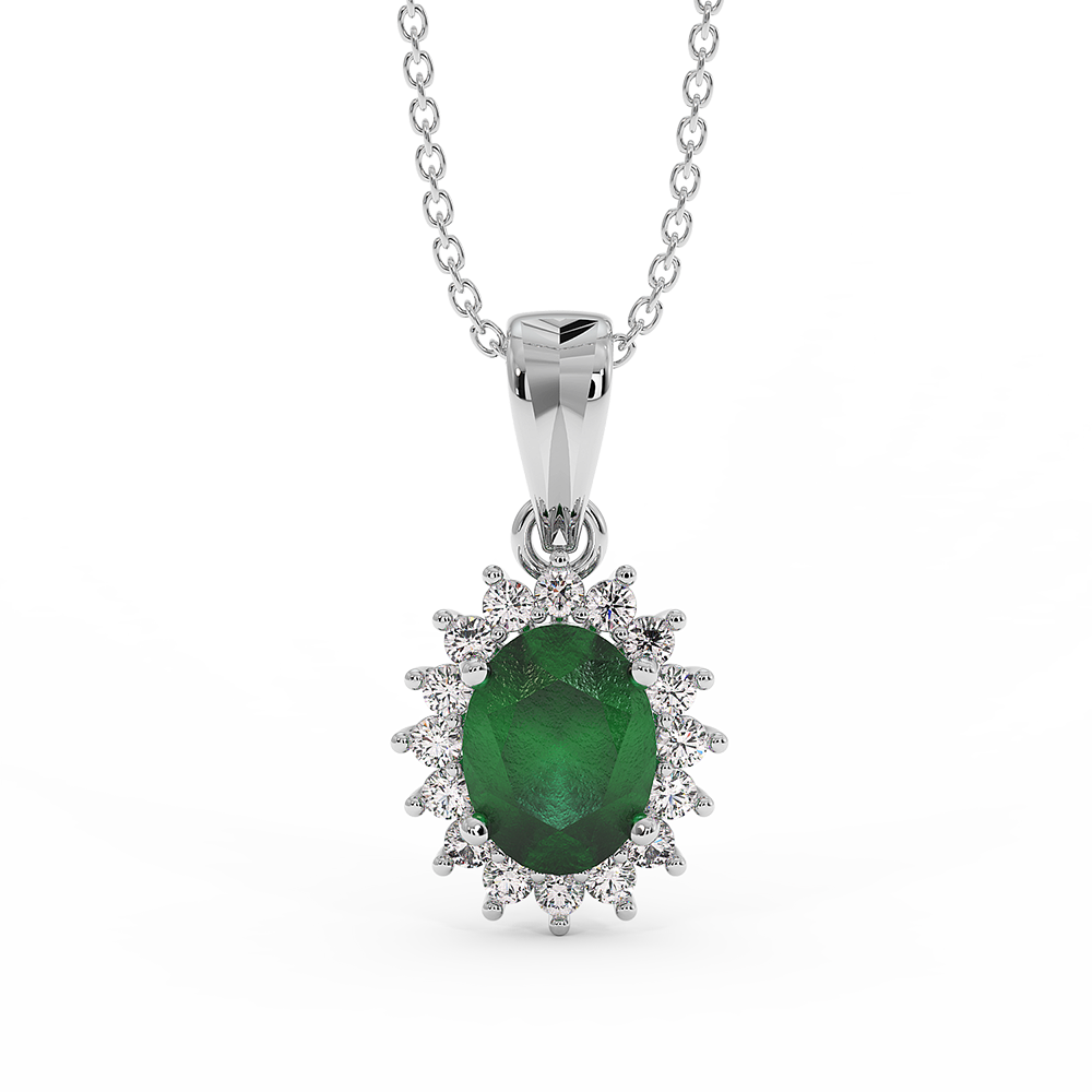18K Gold Diamond Emerald Pendant