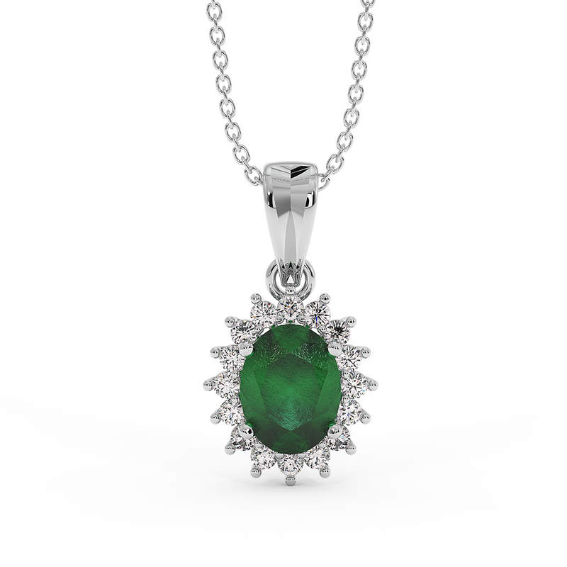 18K Gold Diamond Emerald Pendant