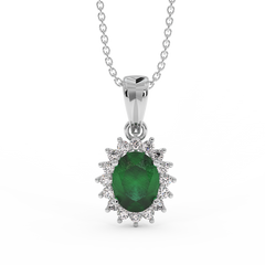 18K Gold Diamond Emerald Pendant