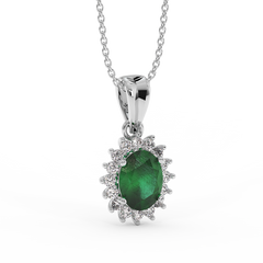 18K Gold Diamond Emerald Pendant