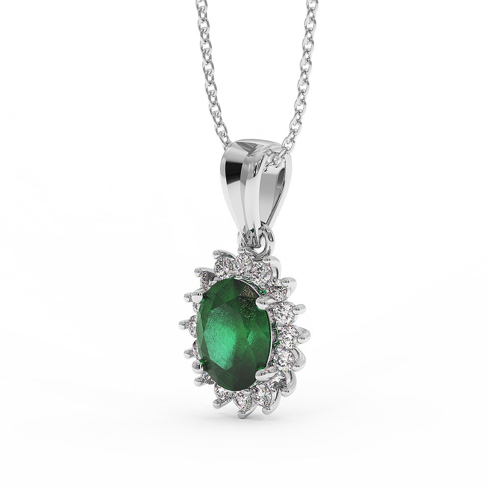 18K Gold Diamond Emerald Pendant