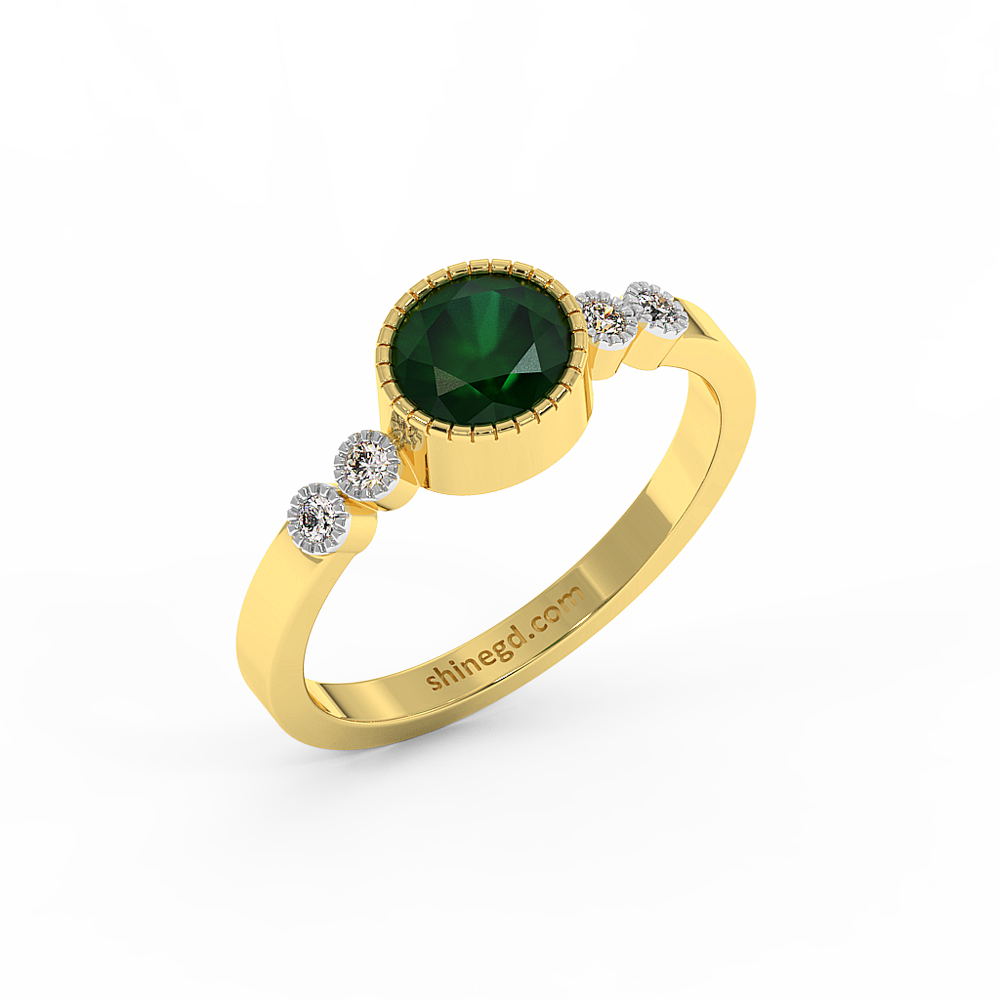 18K Gold Diamond Emerald Ring