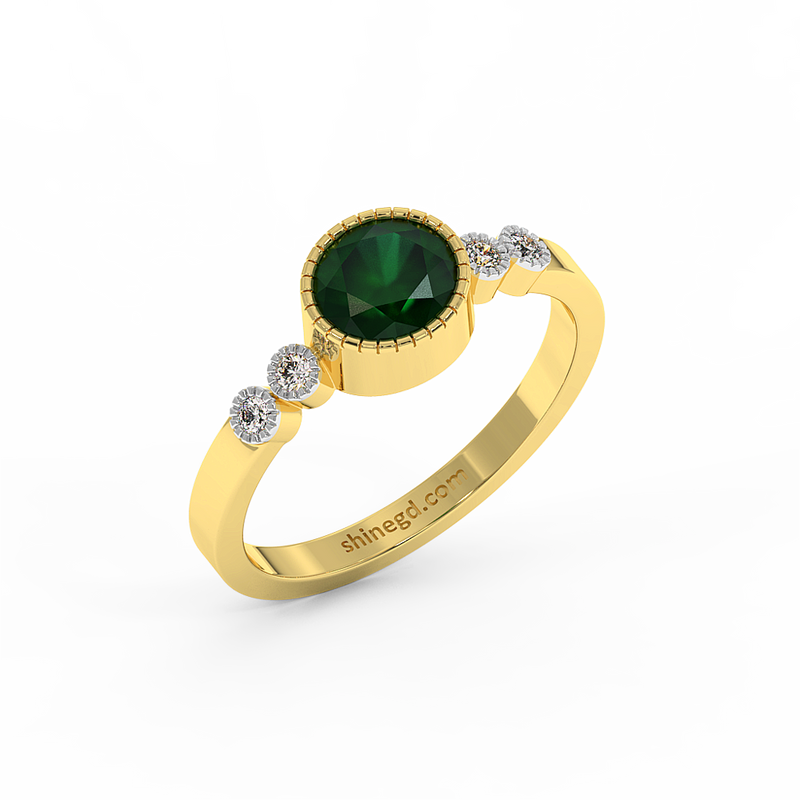 18K Gold Diamond Emerald Ring