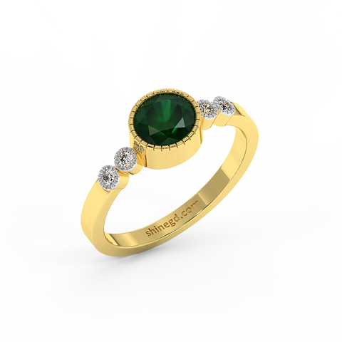 18K Gold Diamond Emerald Ring