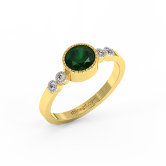18K Gold Diamond Emerald Ring