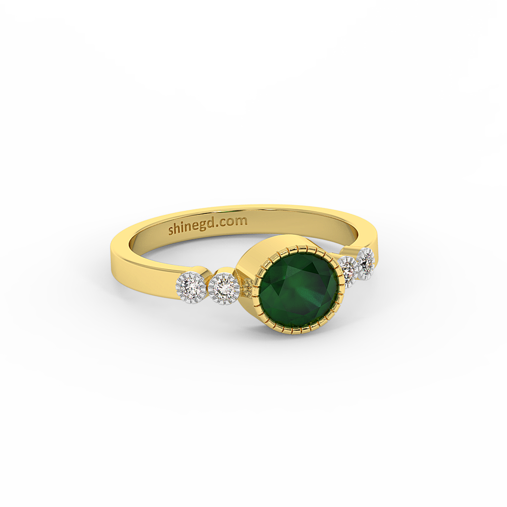 18K Gold Diamond Emerald Ring
