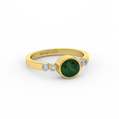 18K Gold Diamond Emerald Ring