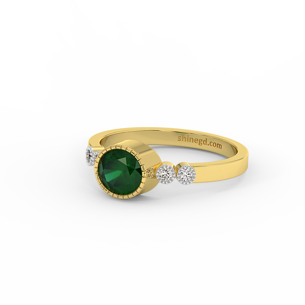 18K Gold Diamond Emerald Ring