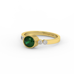 18K Gold Diamond Emerald Ring