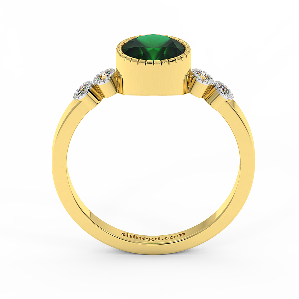 18K Gold Diamond Emerald Ring