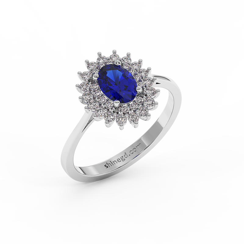 18K Gold Diamond Sapphire Ring