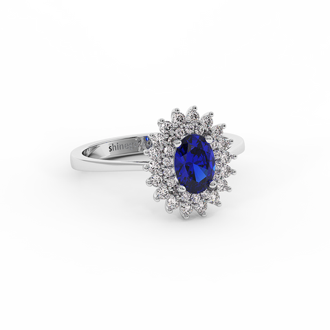 18K Gold Diamond Sapphire Ring