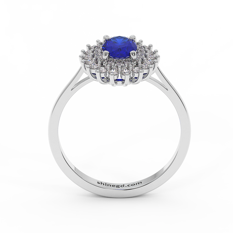 18K Gold Diamond Sapphire Ring