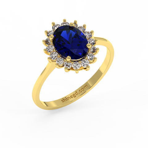 18K Gold Diamond Sapphire Ring